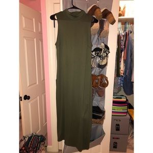 army green maxi length bodycon dress